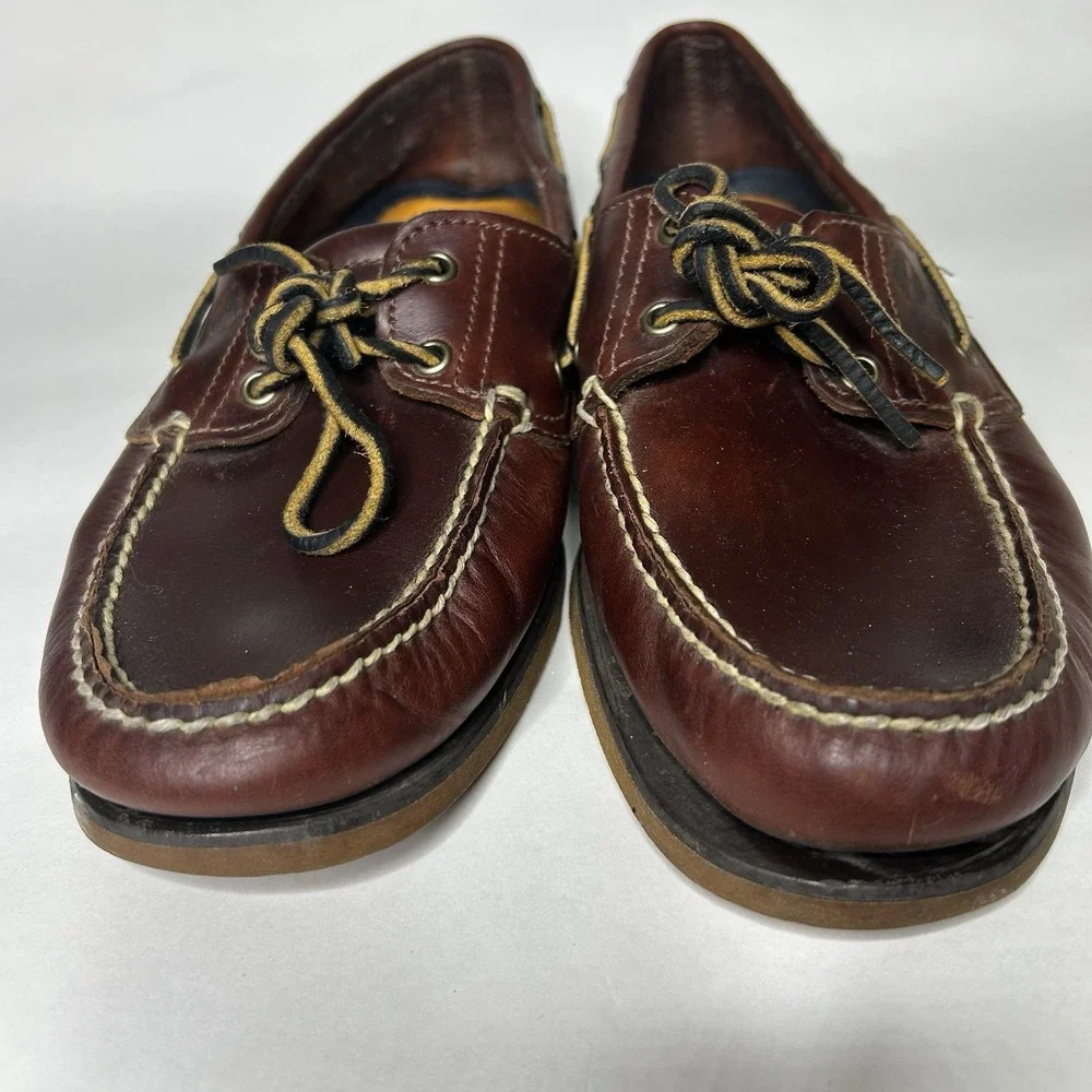 Timberland Men's Classic 2-Eye‎ Boat Shoes, Size 11 Rootbeer Brown Leather